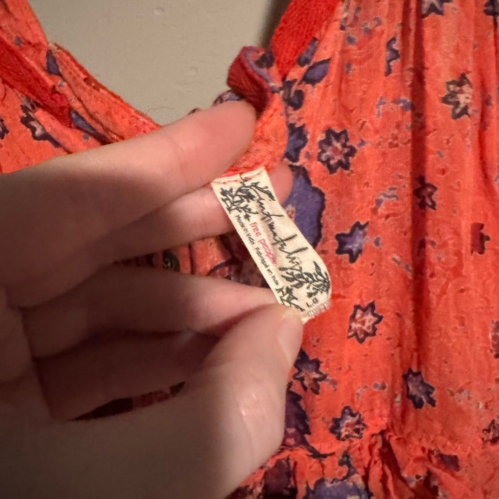 Intamately Free People Sunrise Nightie in Carnation Coral Floral Ruffle Dress - Picture 6 of 7